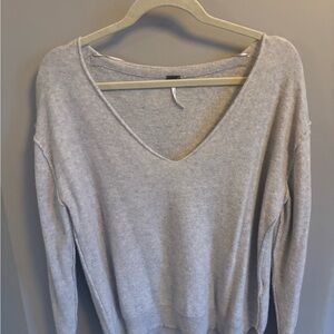 Free People Cashmere Gray V-Neck Women's Sweater